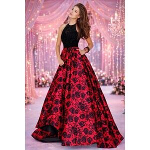 Sherri Hill 50245 Prom Gown Size 00 Red/black Pockets NWT